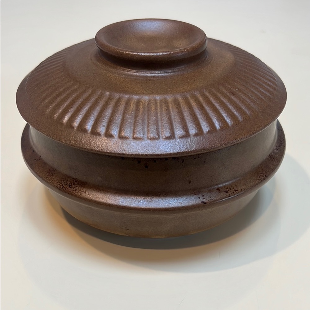 Vintage Brown Ceramic Lidded Dish